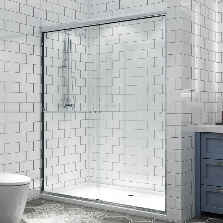 60'' Chrome Framed Sliding Shower Door with Clear Glass