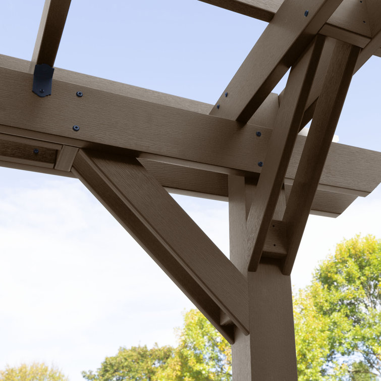 Weathered Acorn 12ft x 12ft Metal Pergola with Swings