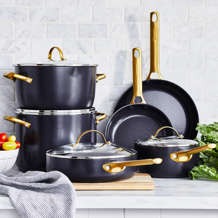 Black and Gold 10-Piece Nonstick Aluminum Cookware Set