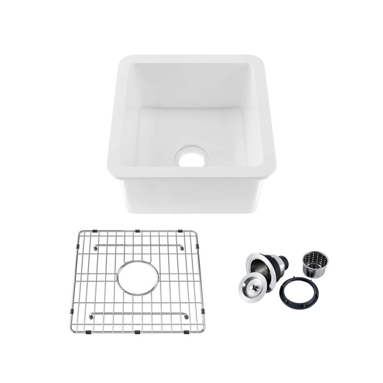 Cubic 18'' White Fireclay Undermount Single Bowl Kitchen Sink