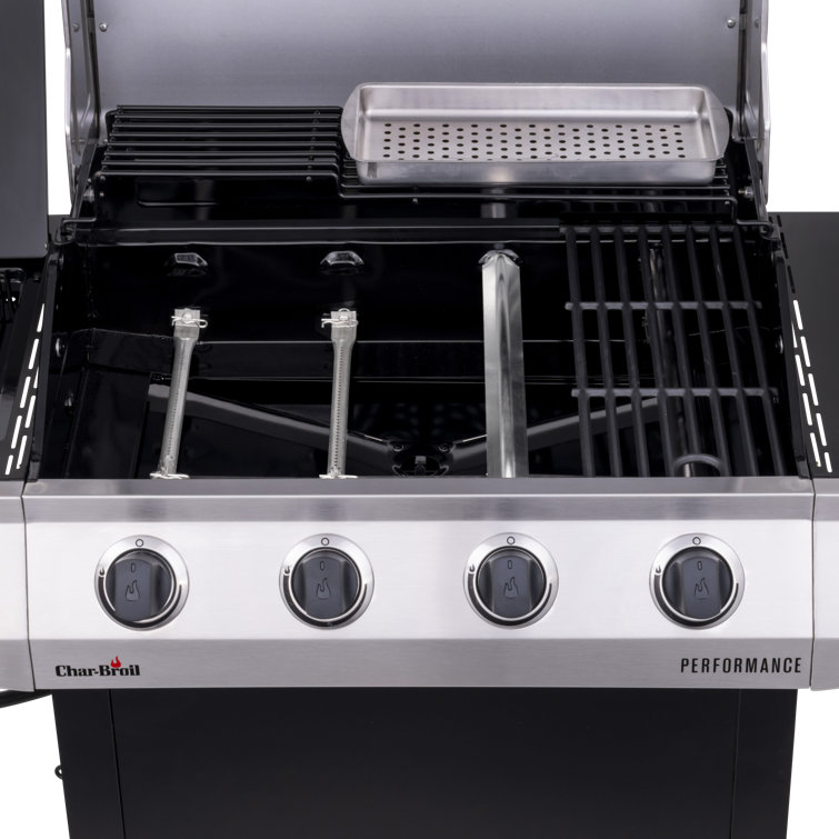 Stainless Steel 4-Burner Propane Gas Grill with Side Burner