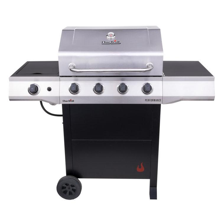 Stainless Steel 4-Burner Propane Gas Grill with Side Burner