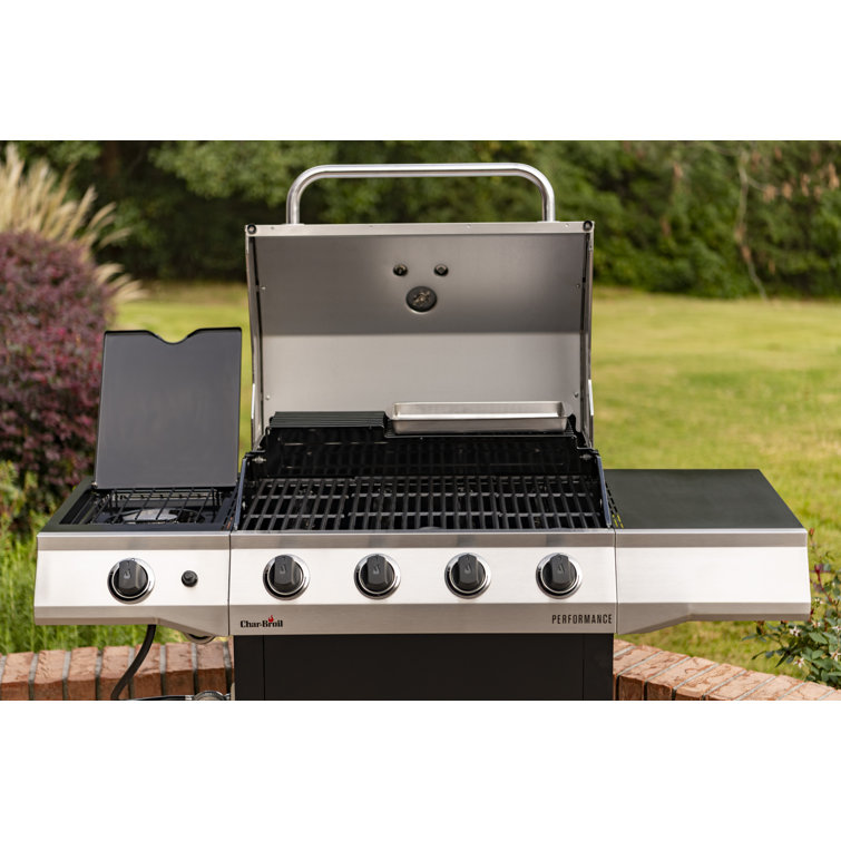 Stainless Steel 4-Burner Propane Gas Grill with Side Burner