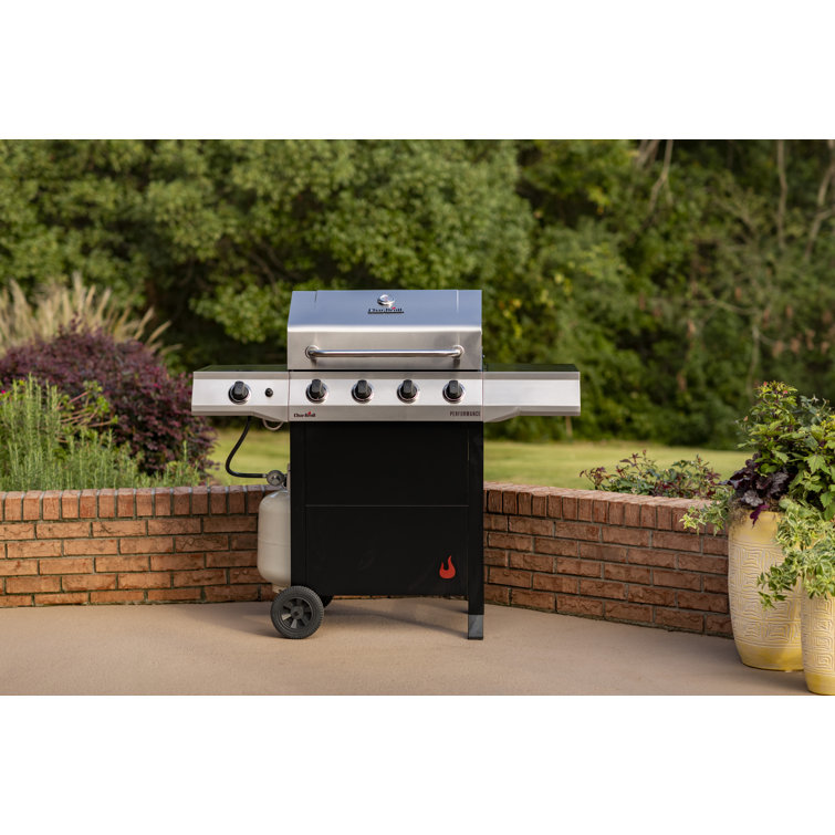 Stainless Steel 4-Burner Propane Gas Grill with Side Burner
