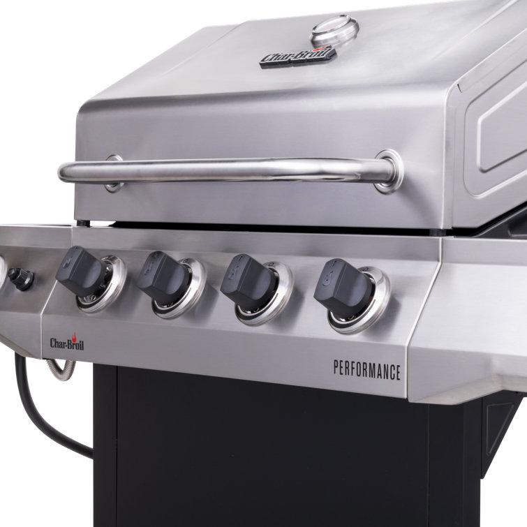 Stainless Steel 4-Burner Propane Gas Grill with Side Burner