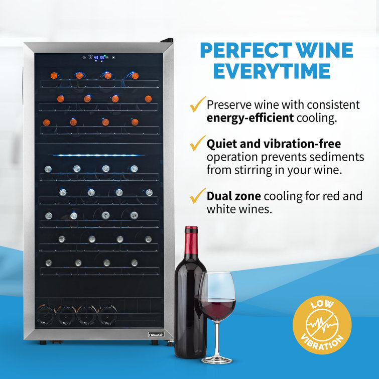 Newair 76 Bottle Stainless Steel Dual Zone Freestanding Wine Fridge