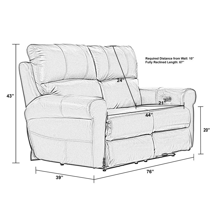 76" Chocolate Leather Power Reclining Loveseat with Round Arms
