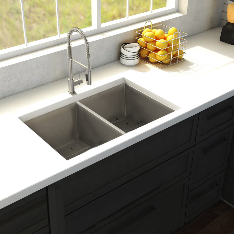 Anton 33" Stainless Steel Double Bowl Undermount Kitchen Sink