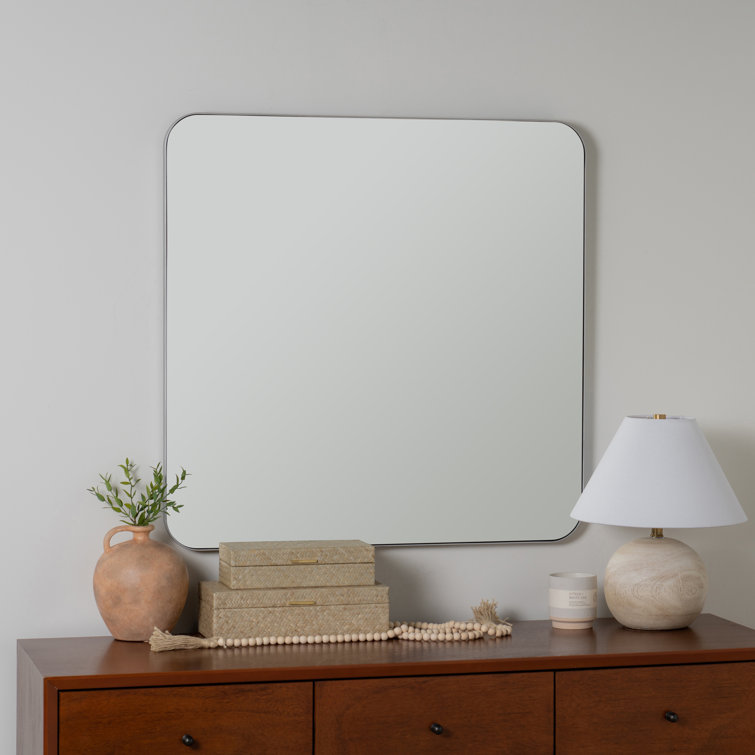 Hailey Square Silver Wood Bathroom Mirror