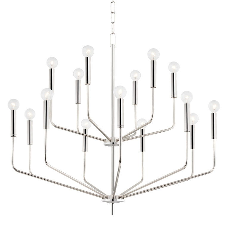 Polished Nickel 15-Light Candle Style Metal Chandelier