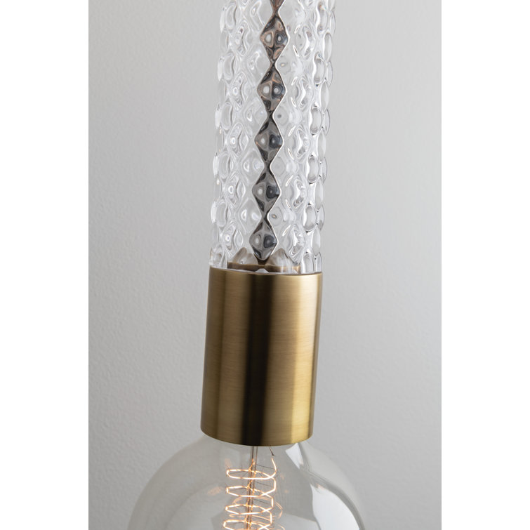 Pippin Aged Brass 2-Light Dimmable Wall Sconce with Bubbled Glass Arms
