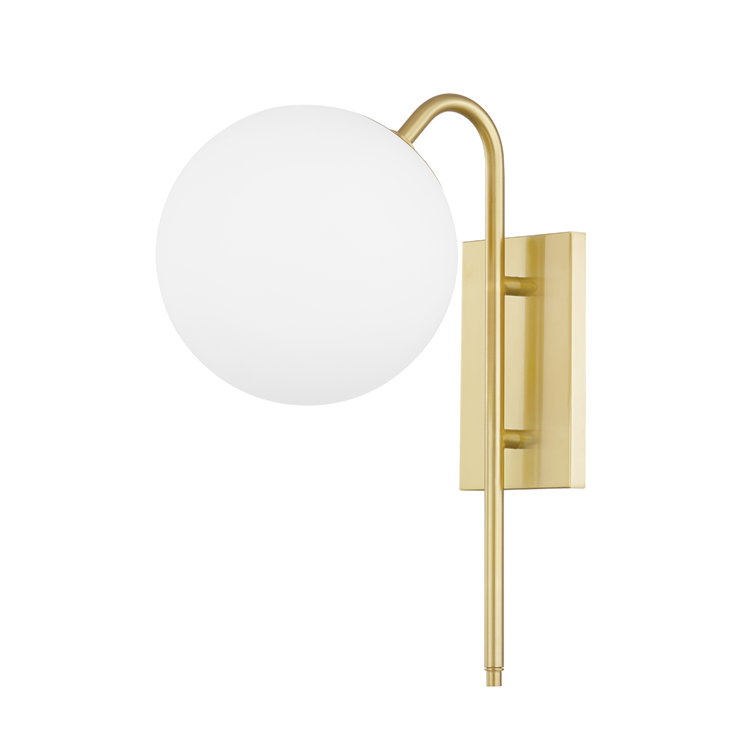 Aged Brass Opal Glass Dimmable Wall Sconce