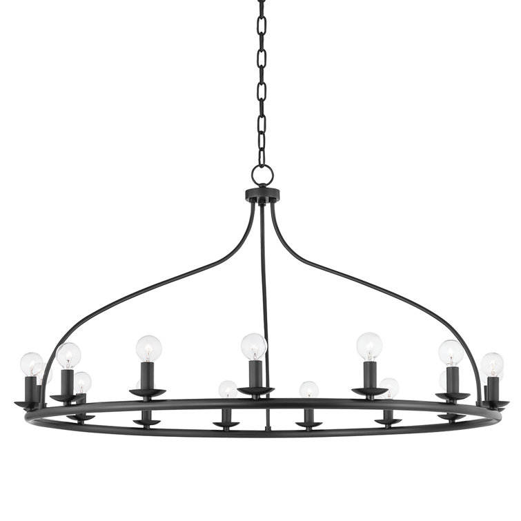 Old Bronze 15-Light Circular Chandelier with E12 Base