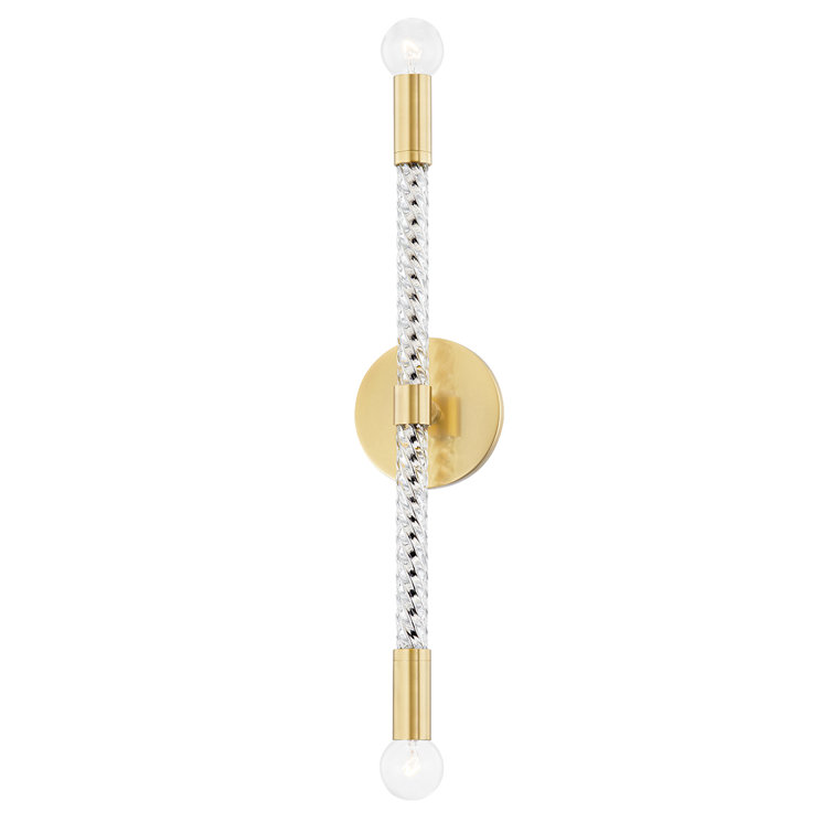 Pippin Aged Brass 2-Light Dimmable Wall Sconce with Bubbled Glass Arms
