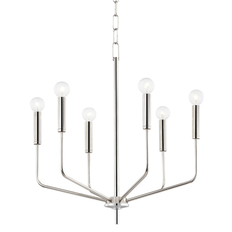 Polished Nickel 6-Light Candle Style Chandelier
