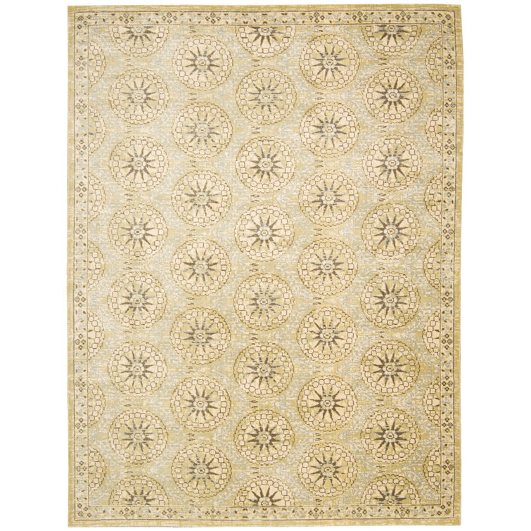 Beige Rectangular Wool and Synthetic Area Rug, 7'3" x 9'9"