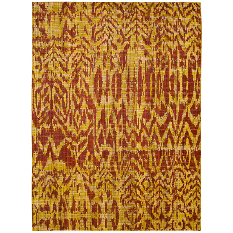 Abstract Paprika Red 5' x 7' Wool-Synthetic Blend Area Rug