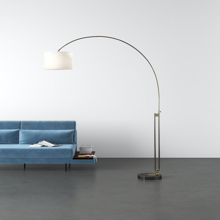 Elegant 84'' Antique Gold Arc Floor Lamp with White Cotton Shade