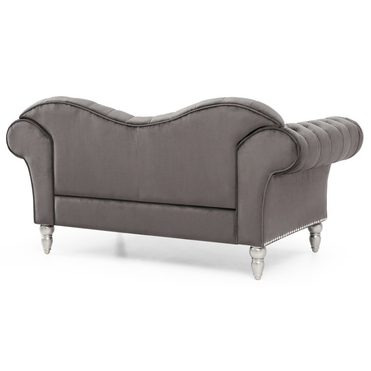 Wilshire 75'' Dark Gray Velvet Tufted Chesterfield Loveseat