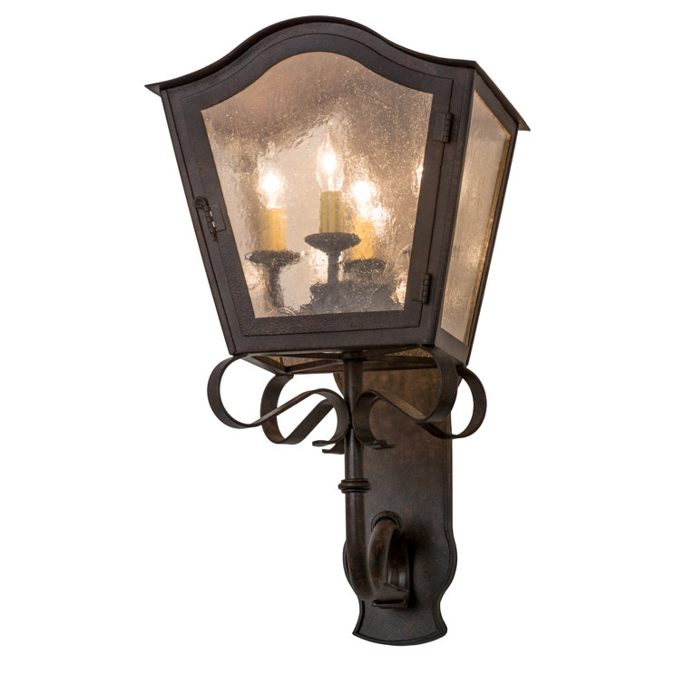 Cajun Spice Steel 4-Light Candle Wall Sconce with Clear Seeded Glass