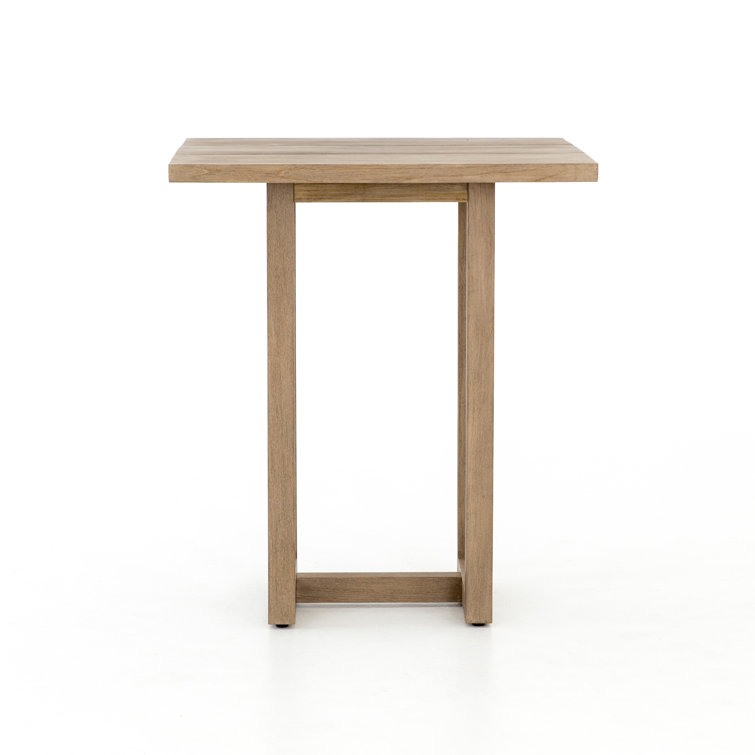 Weathered Gray Teak Square Outdoor Bar Table