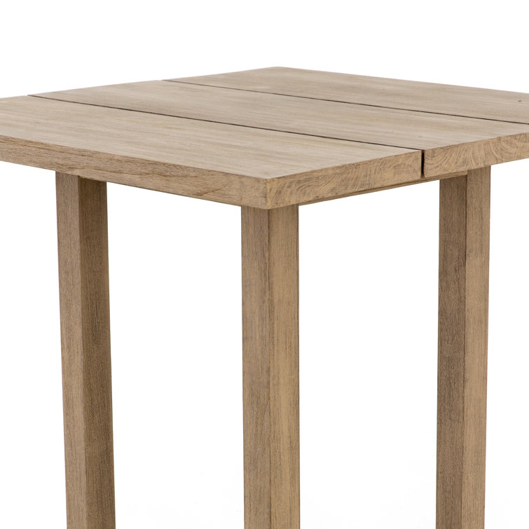 Weathered Gray Teak Square Outdoor Bar Table