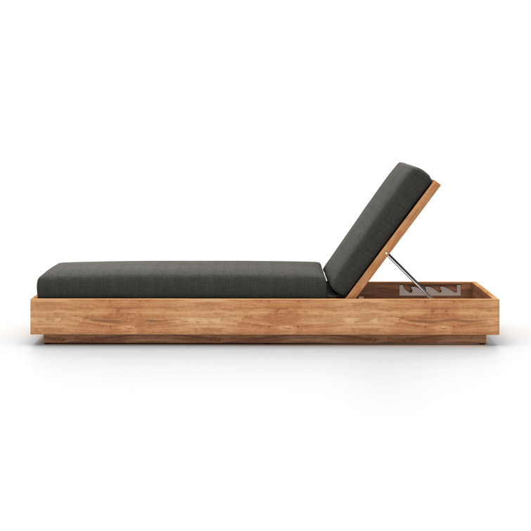 Charcoal Gray Teak Outdoor Adjustable Chaise Lounger