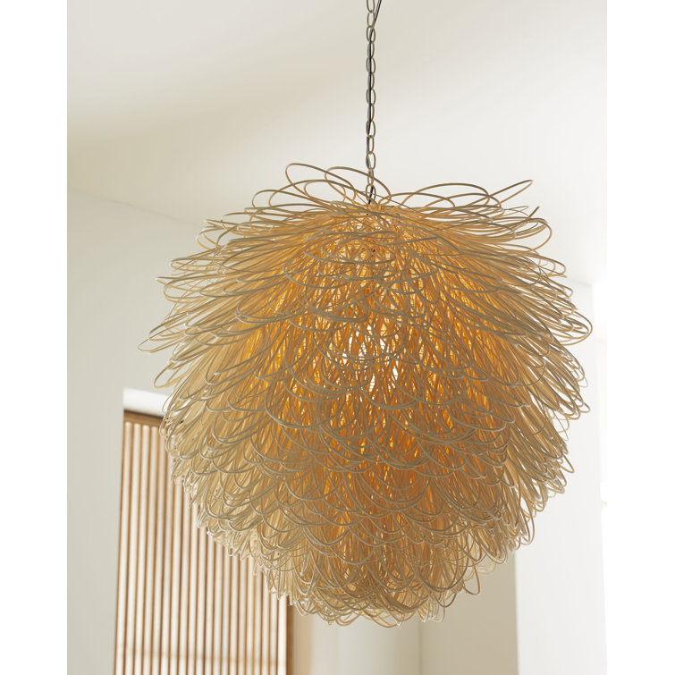 Finley Organic Loop White Rattan 32" Pendant Chandelier