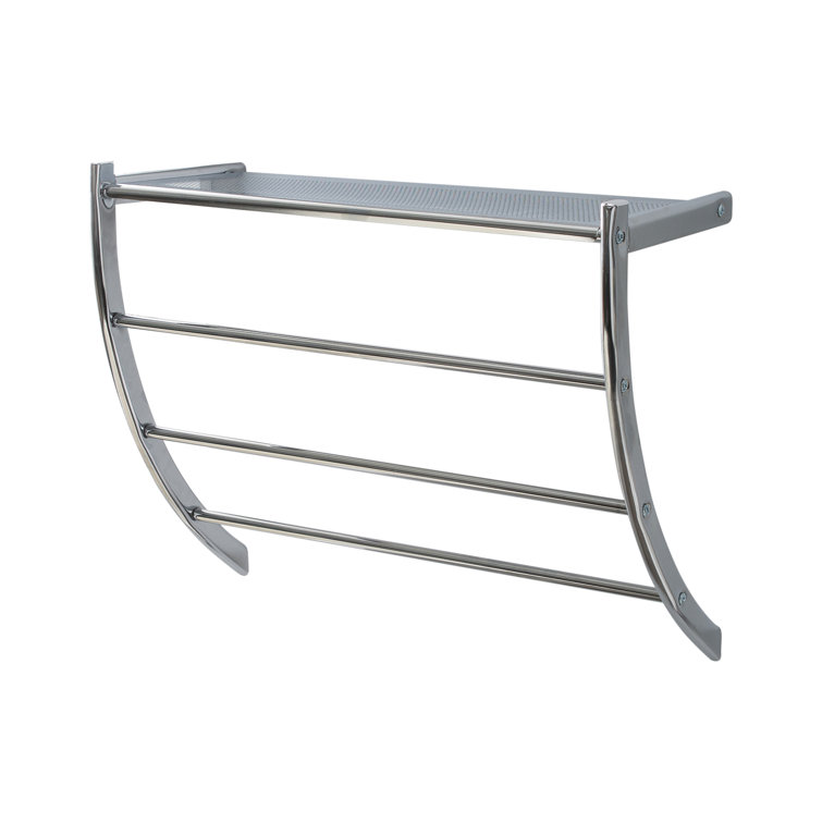 Chrome Wall Mounted Towel Rack with Shelf