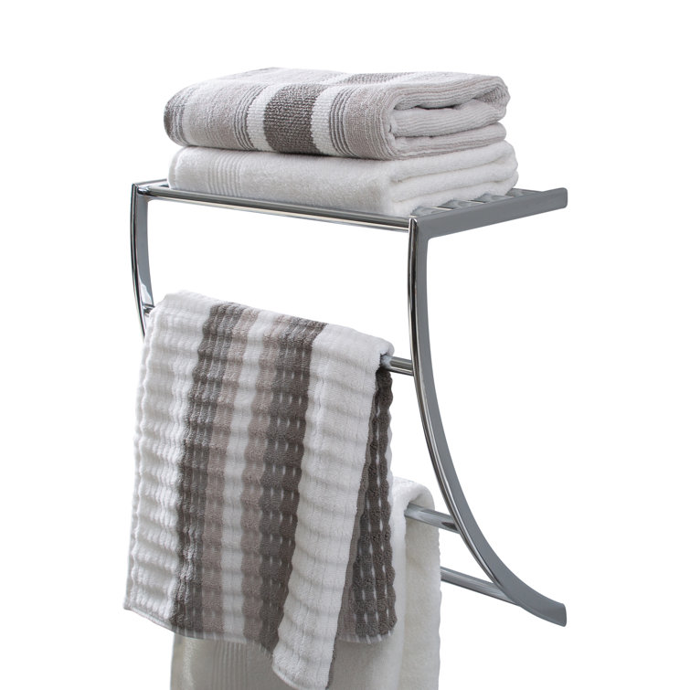Chrome Wall Mounted Towel Rack with Shelf
