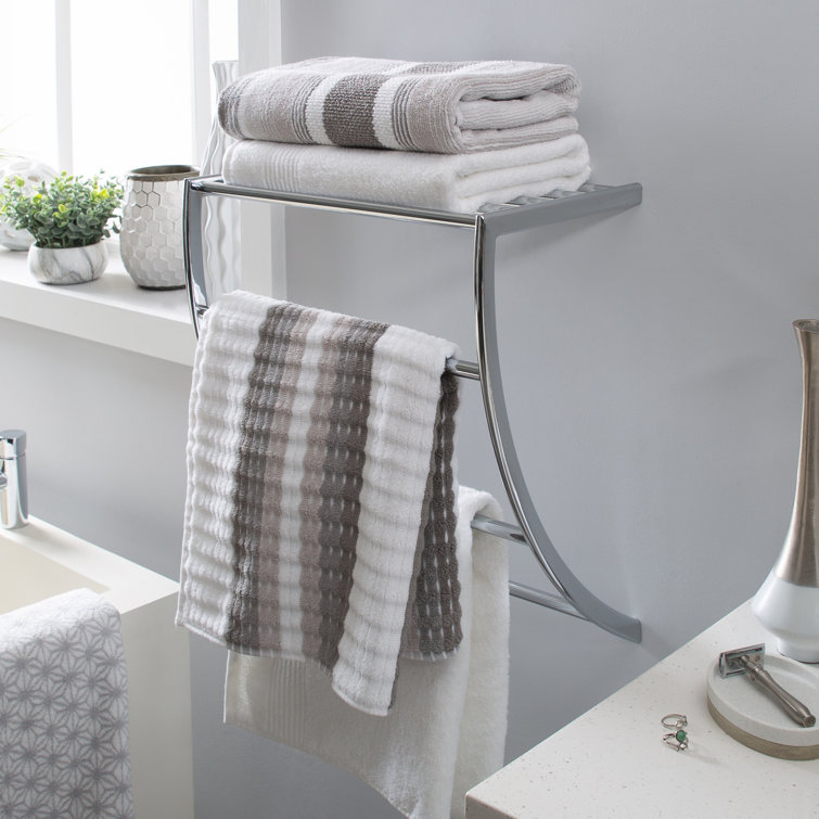 Chrome Wall Mounted Towel Rack with Shelf