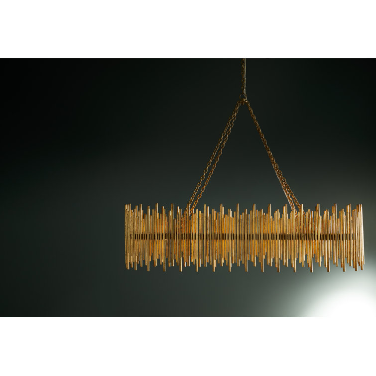 Prescott Gold Leaf Oval Iron 10-Light Chandelier