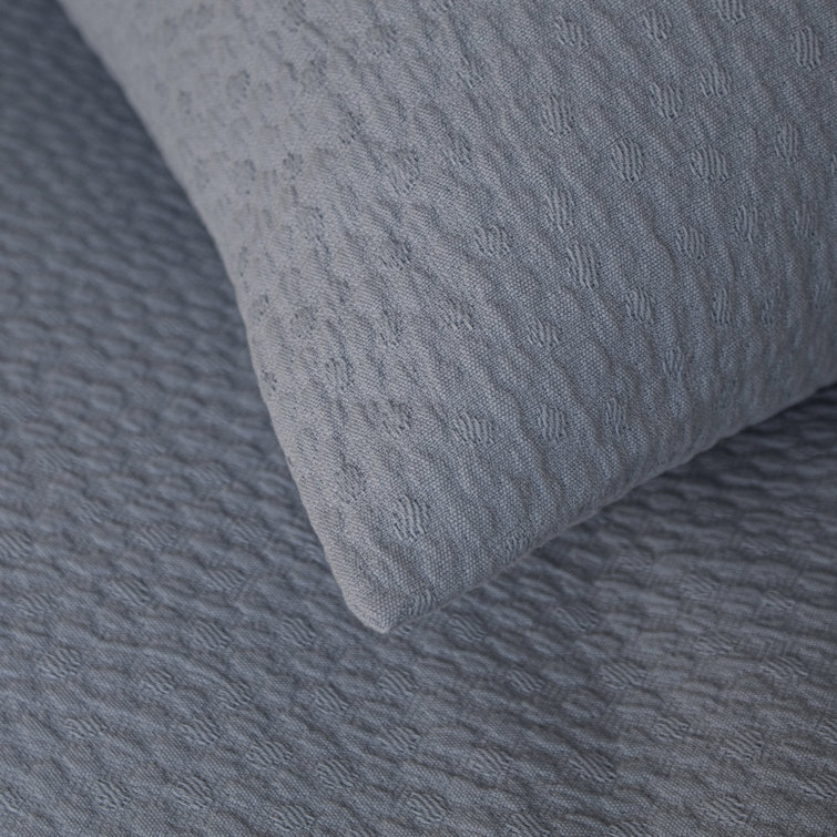 Modern Pebble Pattern Blue Cotton Queen Coverlet Set