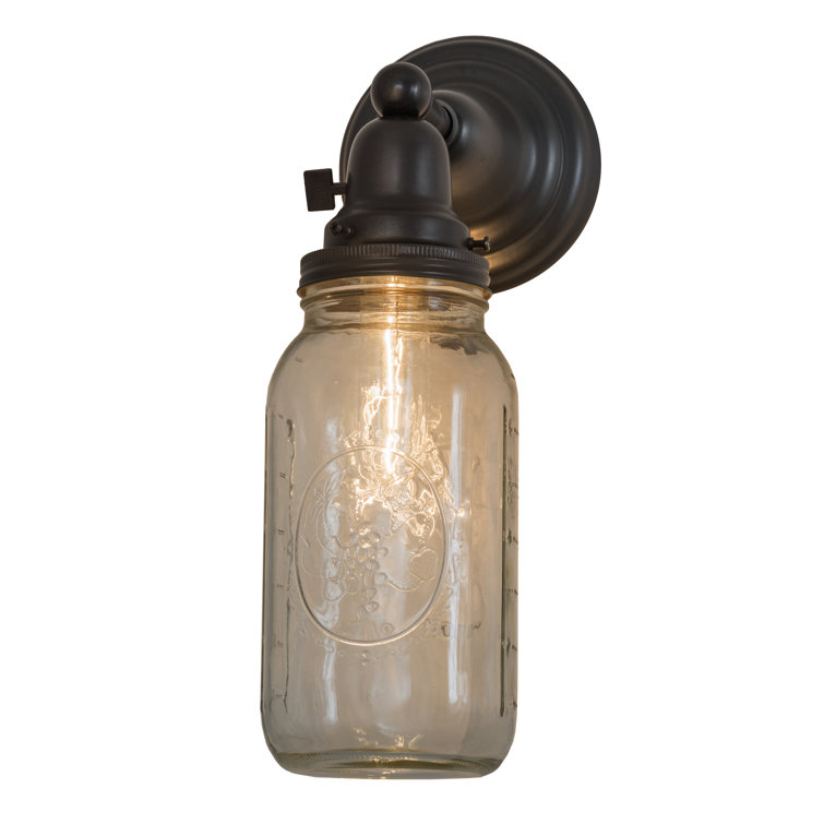 Craftsman Brown 9" Rustic Mason Jar Dimmable Wall Sconce