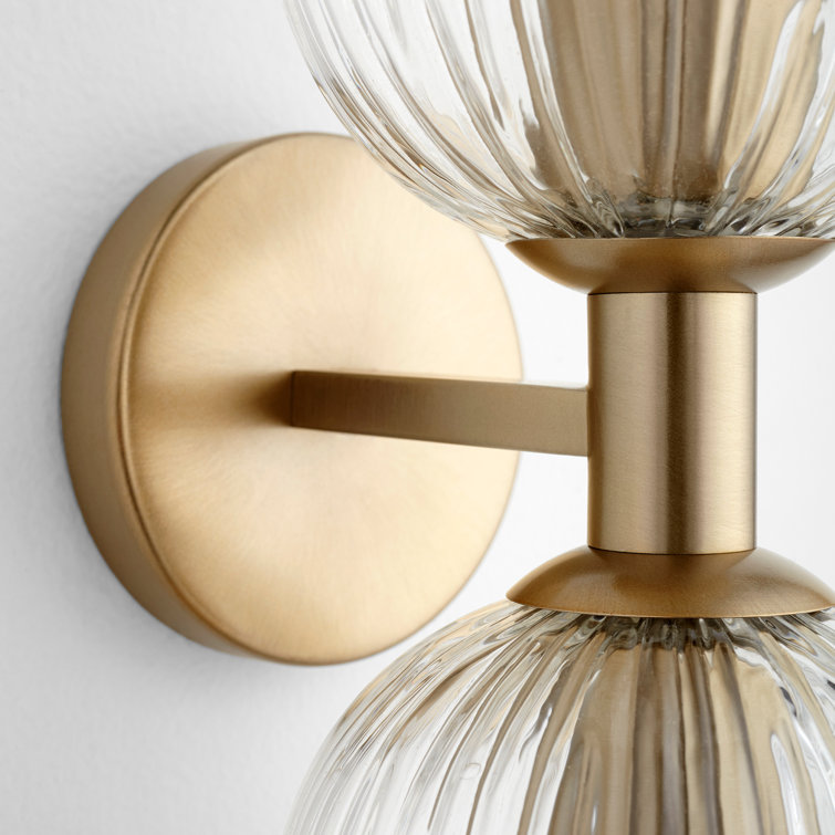 Helios Dual-Light Dimmable Brass Sconce with Clear Glass Shades