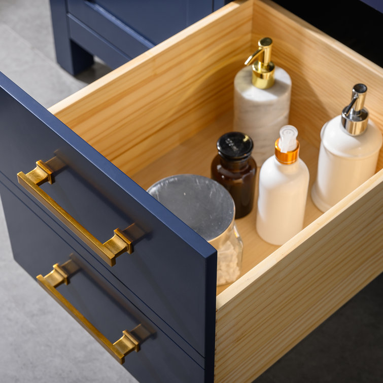 Navy Blue 48'' Single Bathroom Vanity with Carrara White Top