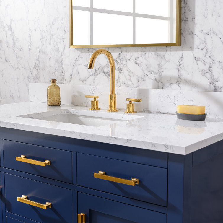 Navy Blue 48'' Single Bathroom Vanity with Carrara White Top