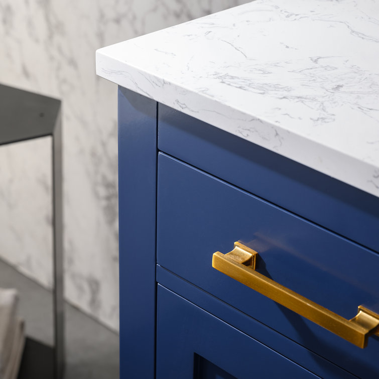 Navy Blue 48'' Single Bathroom Vanity with Carrara White Top