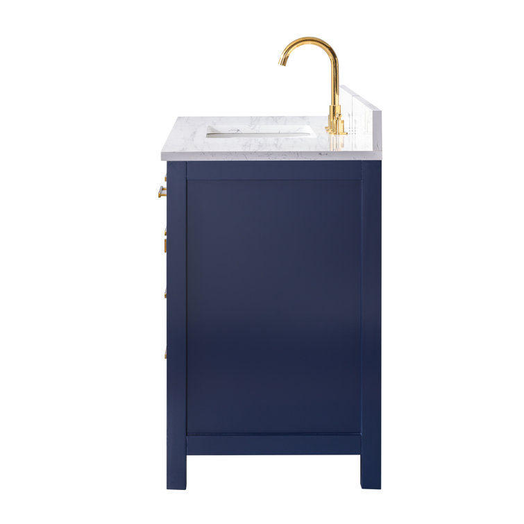 Navy Blue 48'' Single Bathroom Vanity with Carrara White Top