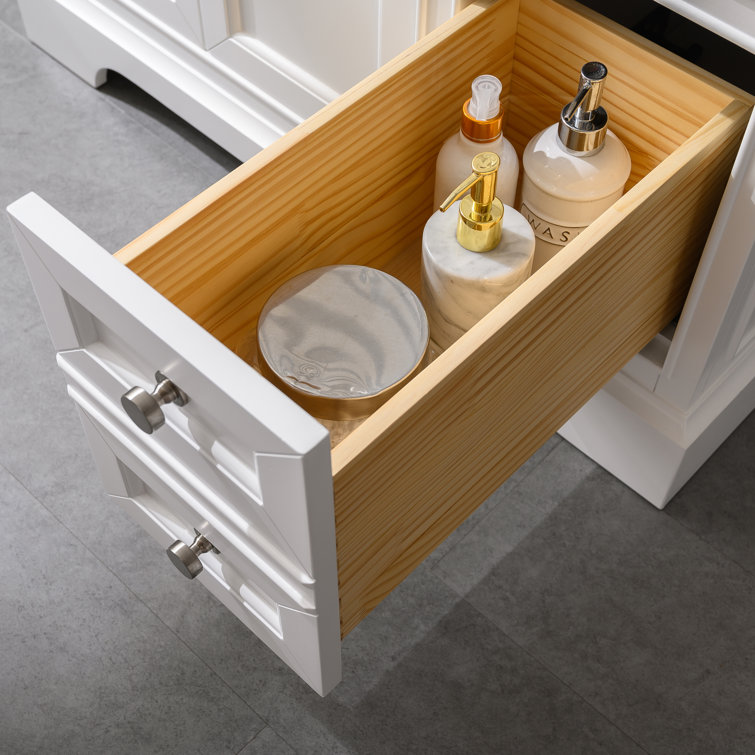 Thompson 36" White Freestanding Bathroom Vanity with Carrara Countertop