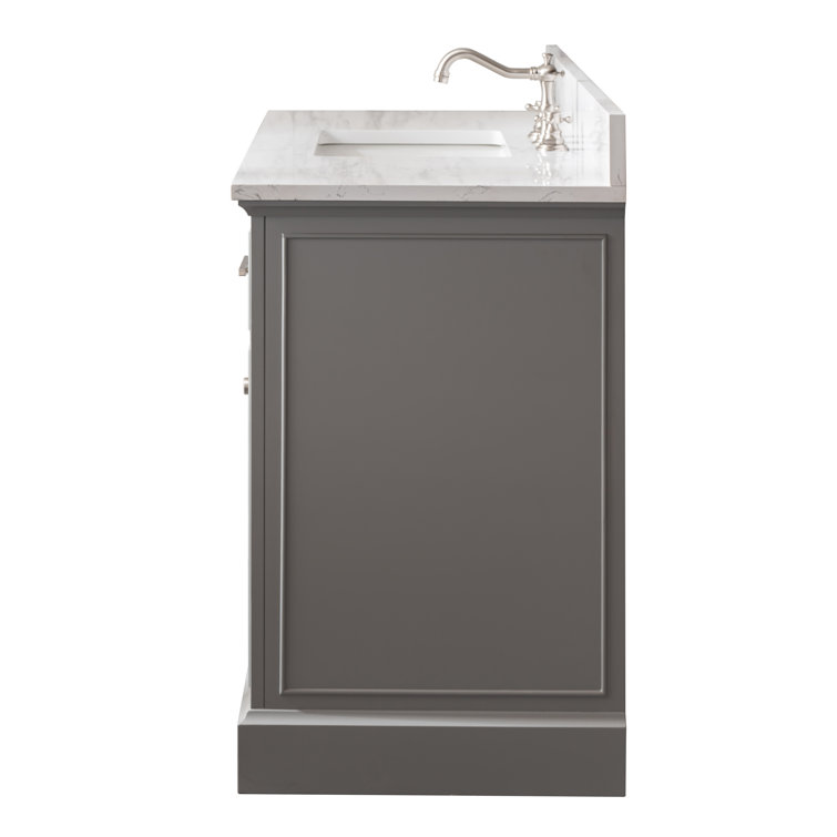 Thompson 48'' Gray Solid Wood Bathroom Vanity with Stone Top