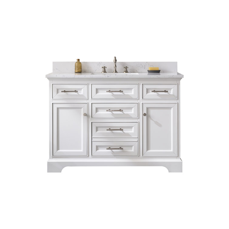 Thompson 48" White Solid Wood and MDF Single Vanity