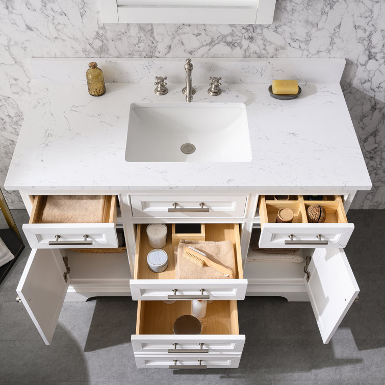Thompson 48" White Solid Wood and MDF Single Vanity