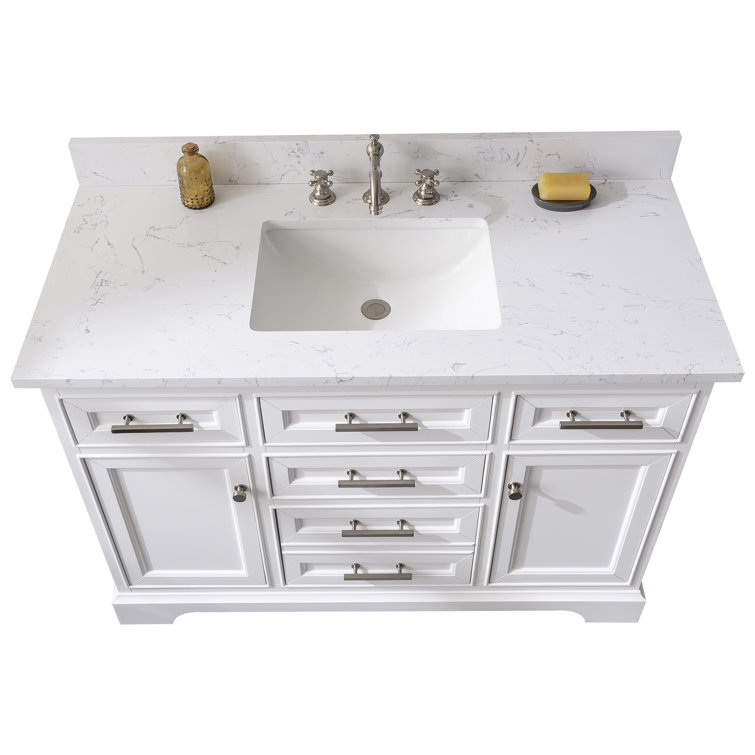 Thompson 48" White Solid Wood and MDF Single Vanity