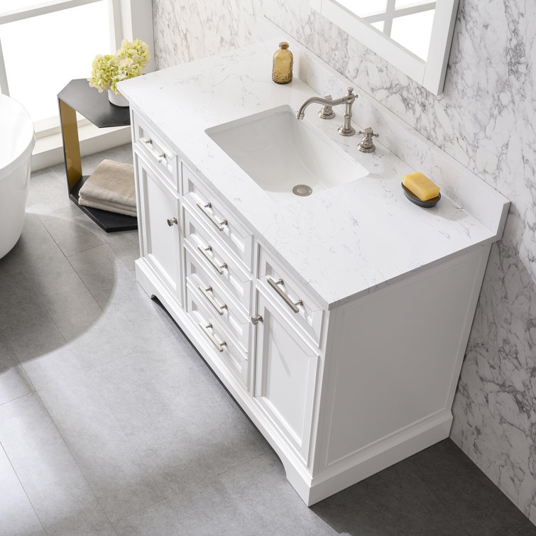 Thompson 48" White Solid Wood and MDF Single Vanity