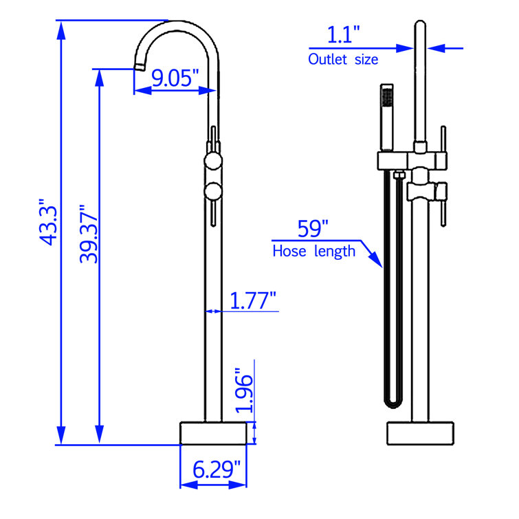 Matte Black Brass Freestanding Tub Filler with Handheld Shower