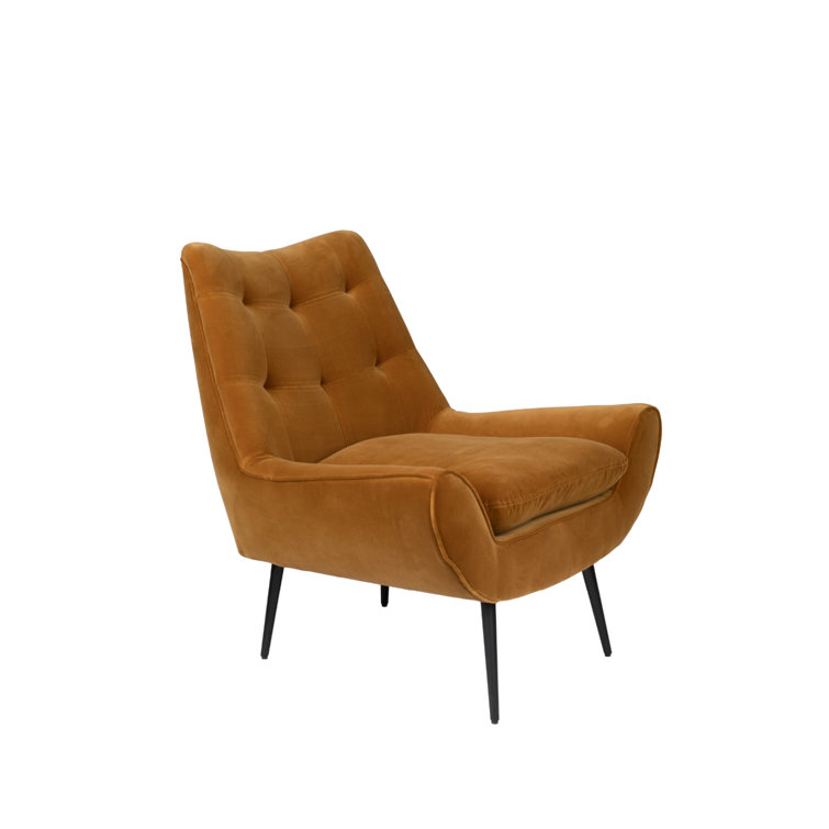 Amber Tufted Back Solid Wood Eucalyptus Lounge Chair