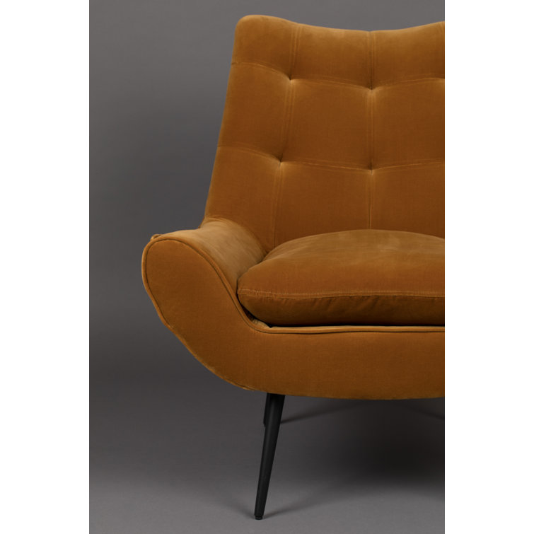 Amber Tufted Back Solid Wood Eucalyptus Lounge Chair