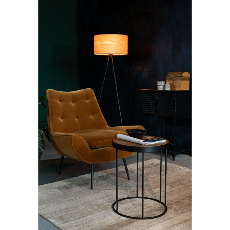 Amber Tufted Back Solid Wood Eucalyptus Lounge Chair