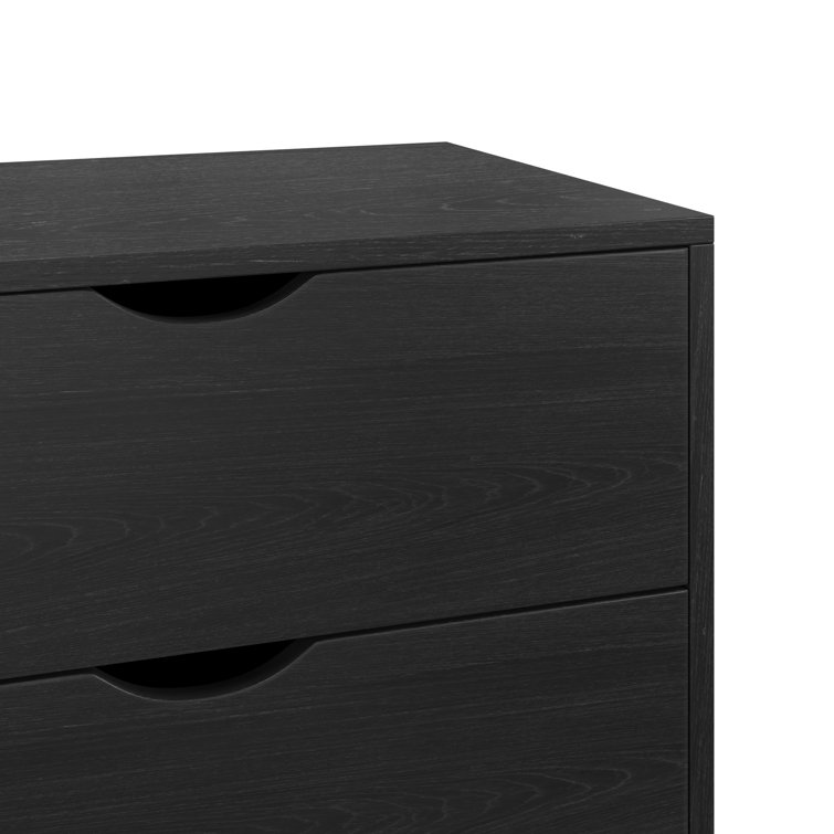Indra Black Mid-century Modern Double Dresser with Six Drawers